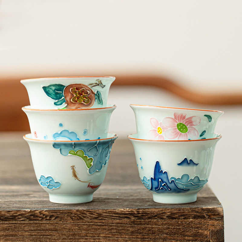 Celadon Ceramic Cup - El-boyalı Kung Fu çay bardağı, ev