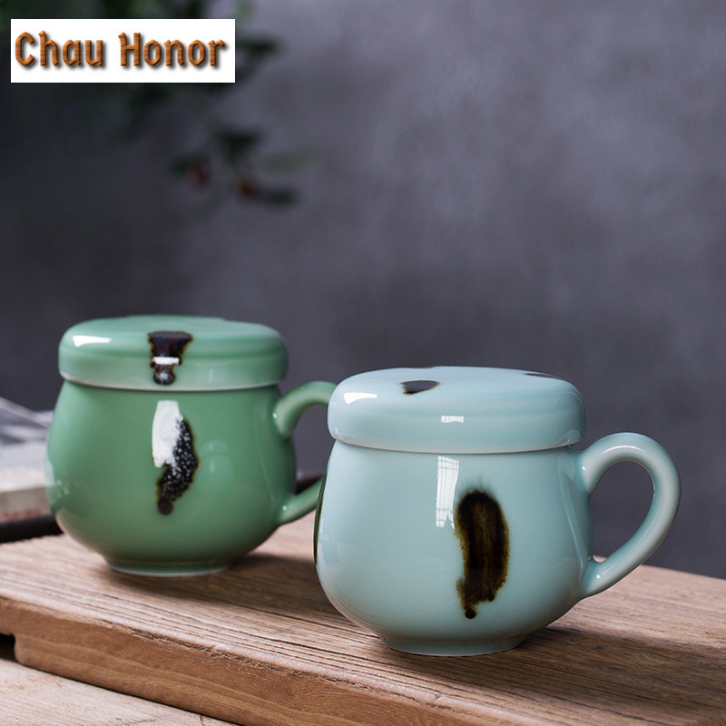 Celadon Ceramic Cup - 330 ml Longquan Seladonlar Filtre Çay
